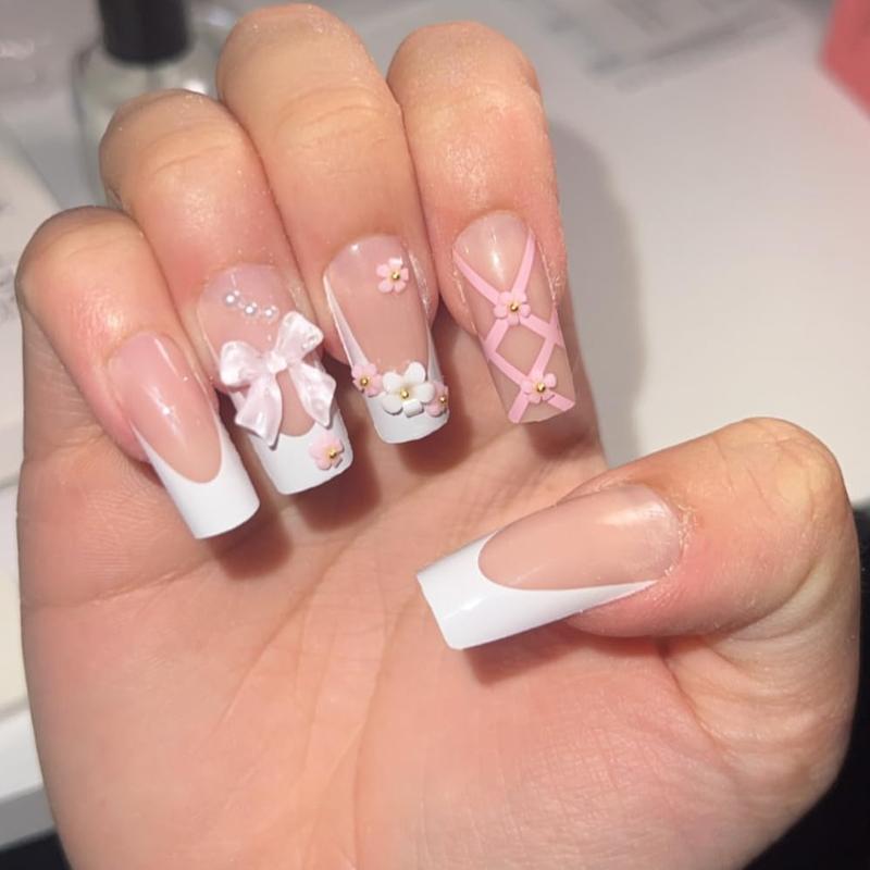 Flame Lily Inspired Handmade Presson Nails
