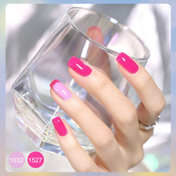 42 Pcs Gel Nail Polish Kit, Pink White Red Jelly Nude Colors All Seasons Gel Nail Polish Set with Glossy & Matte Top Coat and Base Coat for Salon and DIY Manicure at Home