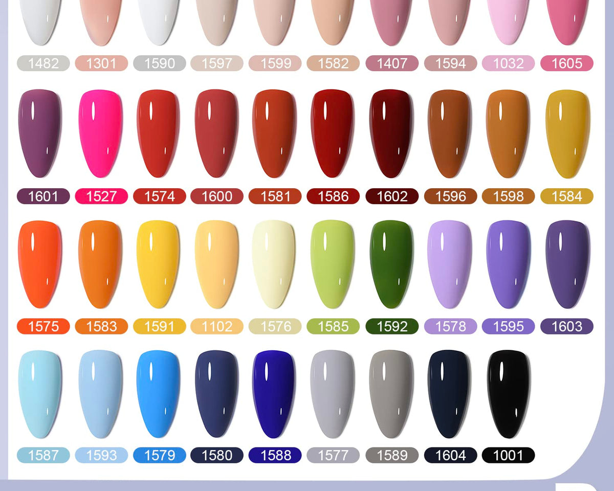 42 Pcs Gel Nail Polish Kit, Pink White Red Jelly Nude Colors All Seasons Gel Nail Polish Set with Glossy & Matte Top Coat and Base Coat for Salon and DIY Manicure at Home