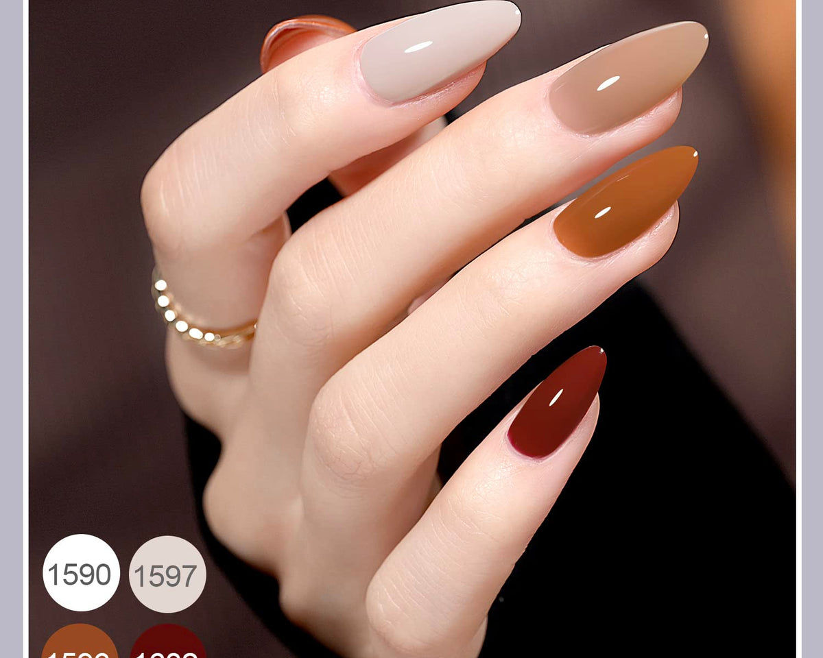 42 Pcs Gel Nail Polish Kit, Pink White Red Jelly Nude Colors All Seasons Gel Nail Polish Set with Glossy & Matte Top Coat and Base Coat for Salon and DIY Manicure at Home