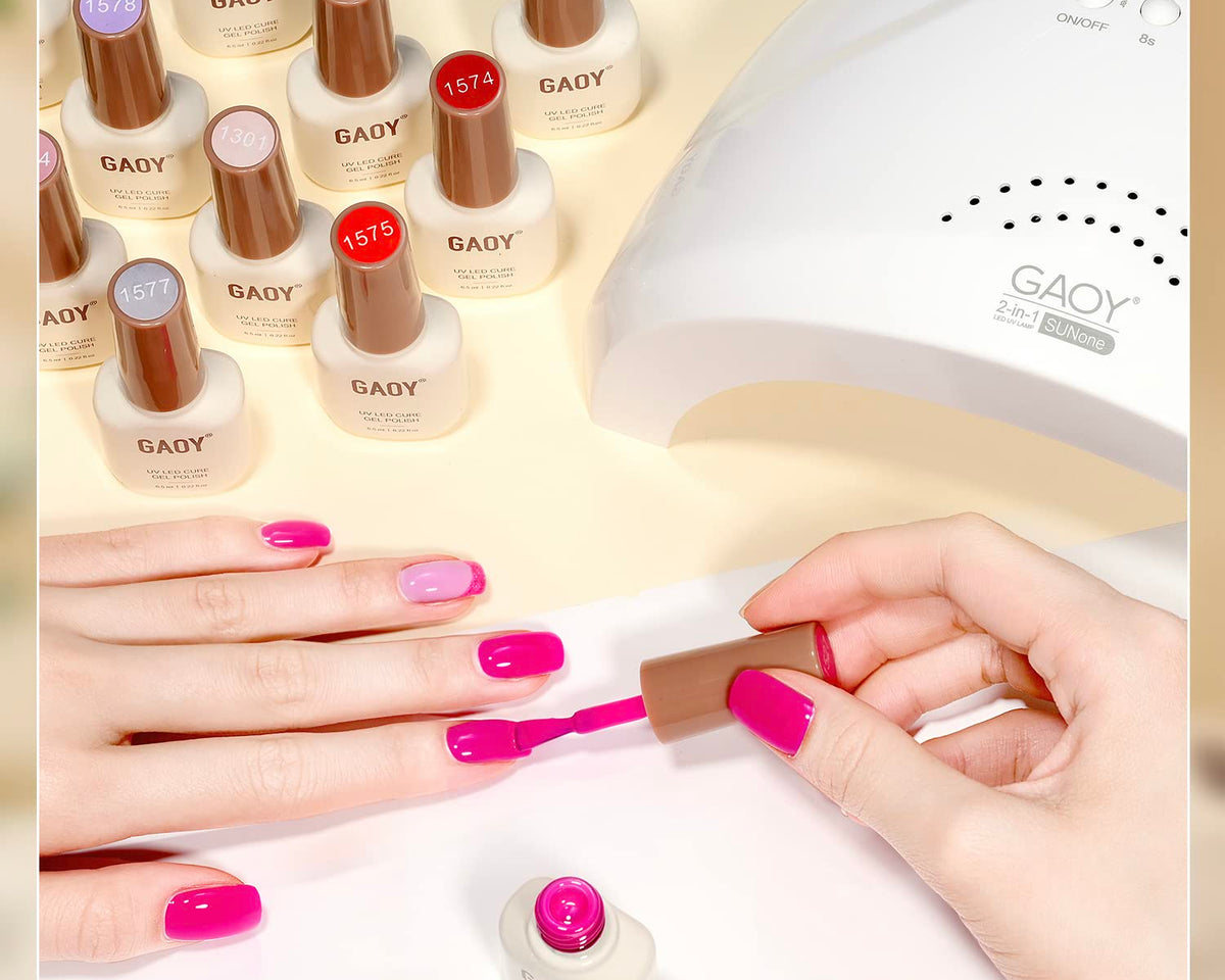 42 Pcs Gel Nail Polish Kit, Pink White Red Jelly Nude Colors All Seasons Gel Nail Polish Set with Glossy & Matte Top Coat and Base Coat for Salon and DIY Manicure at Home