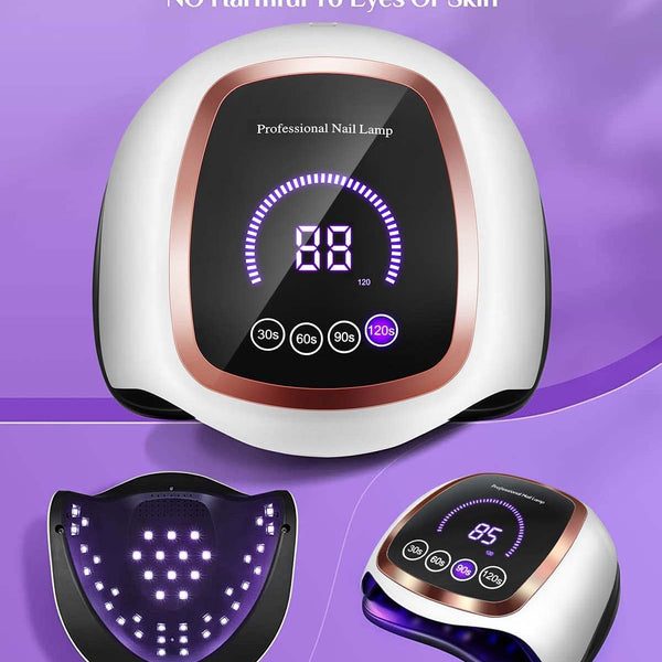 UV LED Nail Lamp,  168W Nail Curing Lamps for Home & Salon, Led Nail Dryer for Gel Polish with Automatic Sensor/4 Timer Setting, Professional Nail Art Tools for Fingernail and Toenail Nail